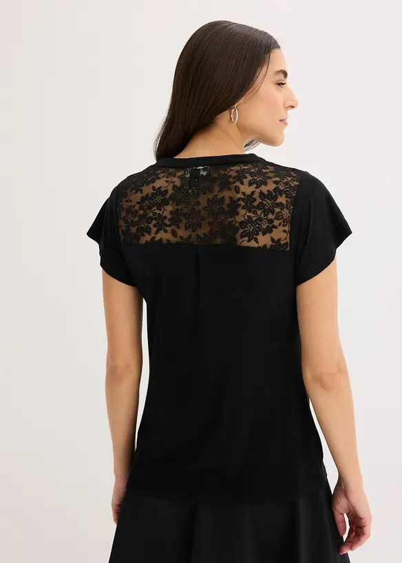Henleyshirt aus Viskose-Mix in schwarz von hinten (im Anschnitt) - bonprix Henleyshirt aus Viskose-Mix in schwarz von hinten (im Anschnitt) - bonprix