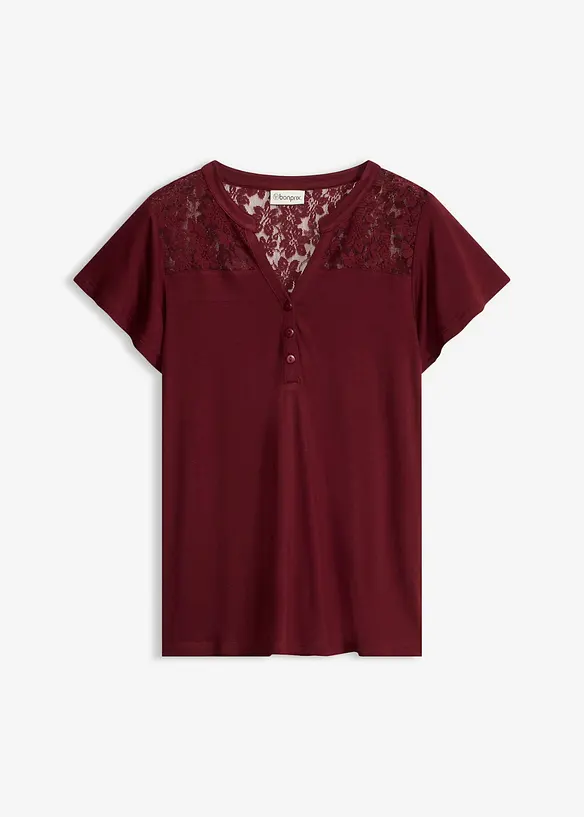 Henleyshirt aus Viskose-Mix in rot von vorne - bonprix Henleyshirt aus Viskose-Mix in rot von vorne - bonprix