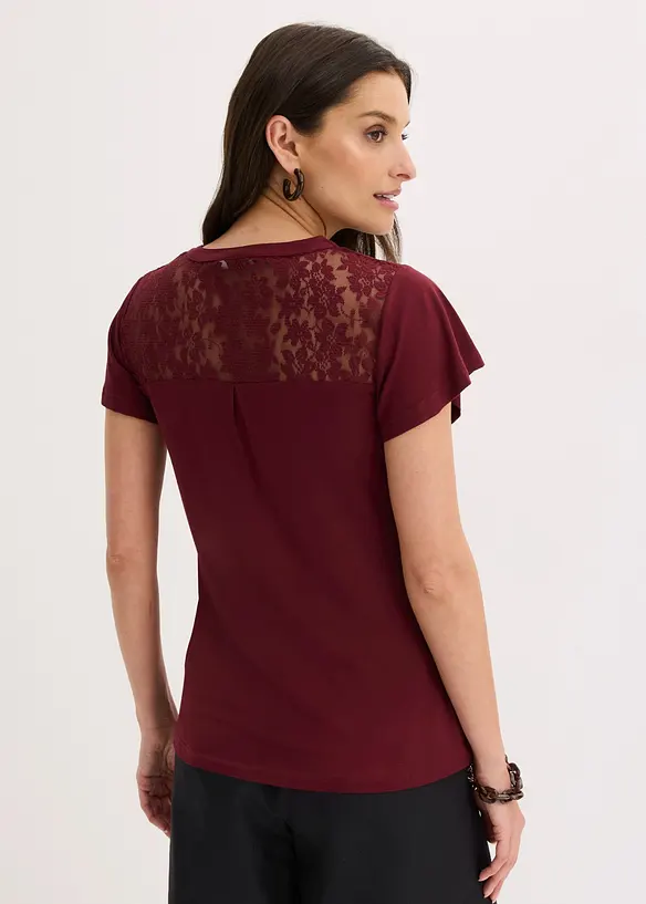Henleyshirt aus Viskose-Mix in rot von hinten (im Anschnitt) - bonprix Henleyshirt aus Viskose-Mix in rot von hinten (im Anschnitt) - bonprix