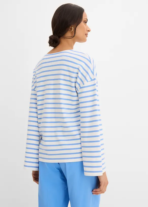 Gestreiftes Langarmshirt aus Bio-Baumwolle in blau von hinten (im Anschnitt) - bonprix Gestreiftes Langarmshirt aus Bio-Baumwolle in blau von hinten (im Anschnitt) - bonprix