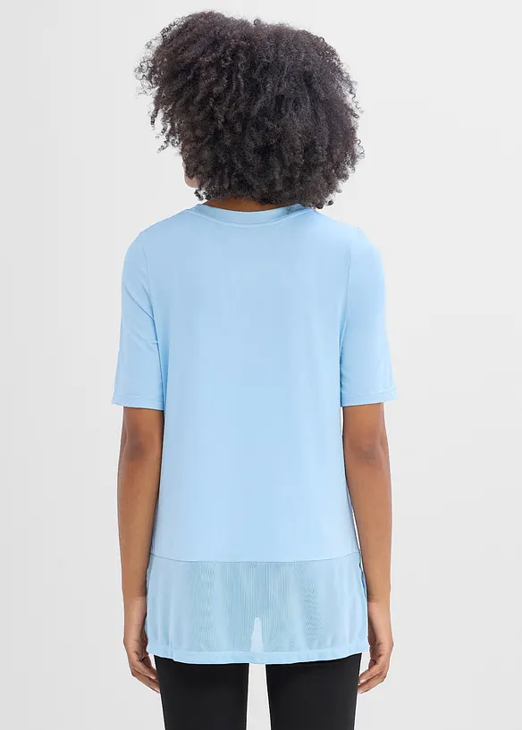 Langes Sport-Shirt mit Mesh, schnelltrocknend in blau von hinten (im Anschnitt) - bonprix