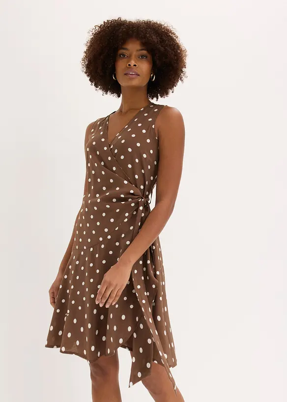 Wickelkleid in braun von vorne (Totalaufnahme) - bonprix Wickelkleid in braun von vorne (Totalaufnahme) - bonprix