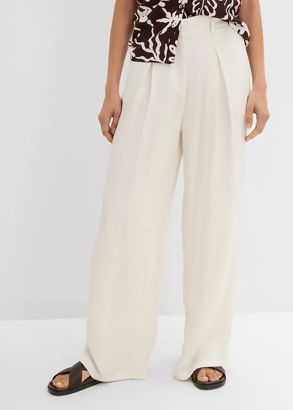 Sommerliche Bundfaltenhose in weiß von vorne - bonprix Sommerliche Bundfaltenhose in weiß von vorne - bonprix