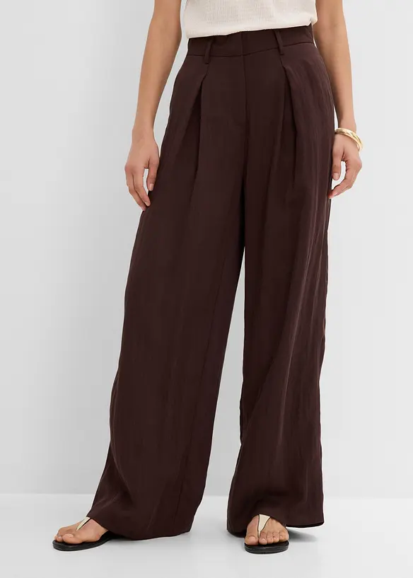 Sommerliche Bundfaltenhose in braun von vorne - bonprix Sommerliche Bundfaltenhose in braun von vorne - bonprix