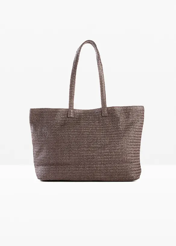 Shopper in Strohoptik in braun von vorne - bonprix