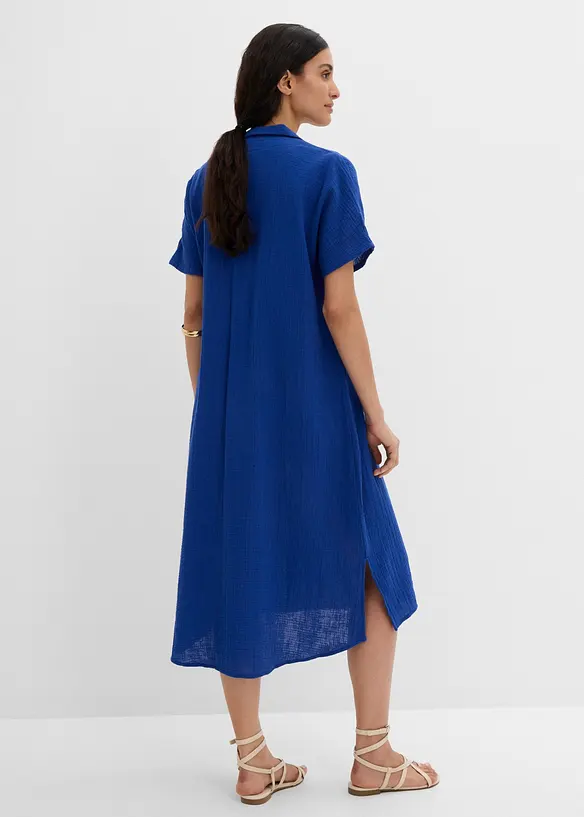 Musselin-Kaftan aus reiner Baumwolle in blau von hinten (Totalaufnahme) - bonprix Musselin-Kaftan aus reiner Baumwolle in blau von hinten (Totalaufnahme) - bonprix
