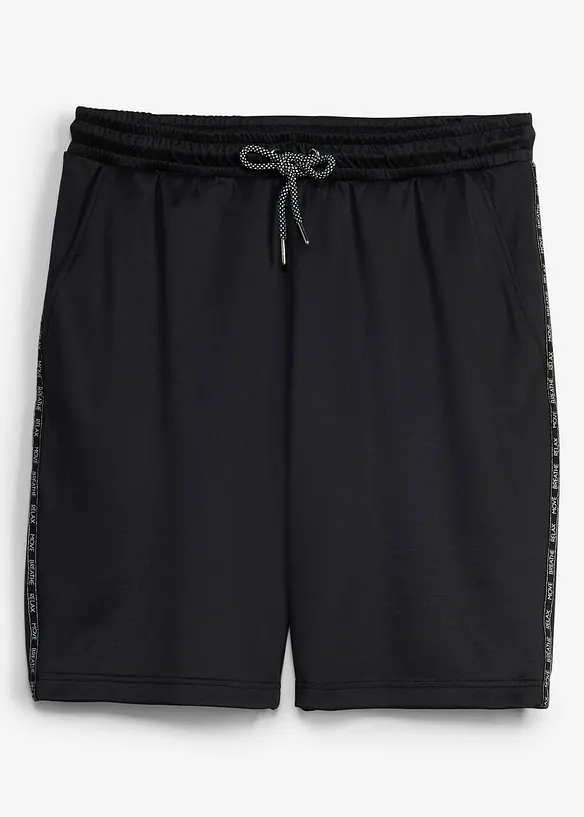 Herren Sport-Shorts, schnelltrocknend in schwarz von vorne - bonprix
