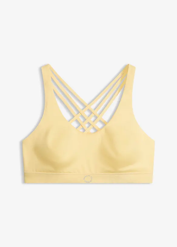 Racerback Sport-BH mit mittlerem Halt in gelb von vorne - bonprix