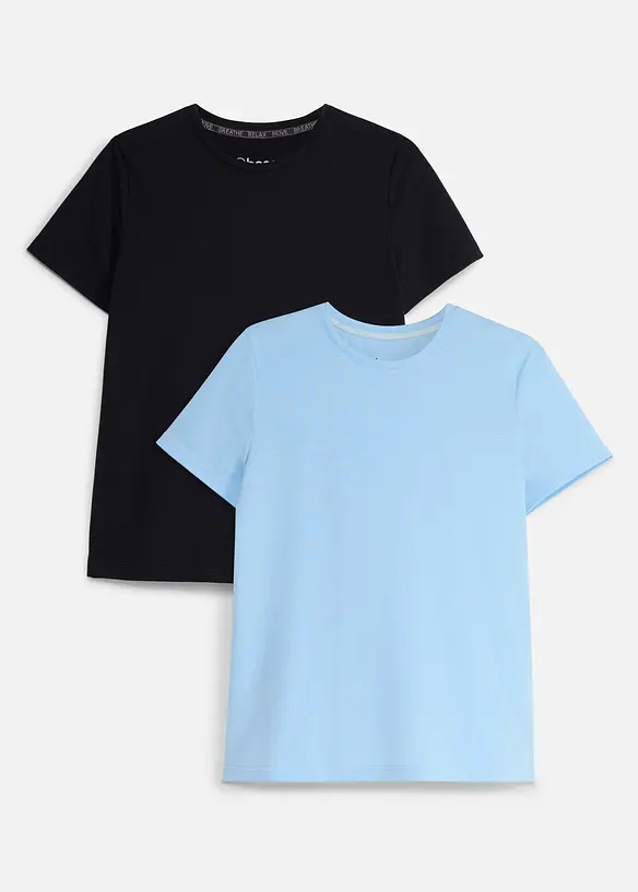 Sport-Shirt mit Baumwolle (2er Pack), schnelltrocknend in schwarz von vorne - bonprix Sport-Shirt mit Baumwolle (2er Pack), schnelltrocknend in schwarz von vorne - bonprix