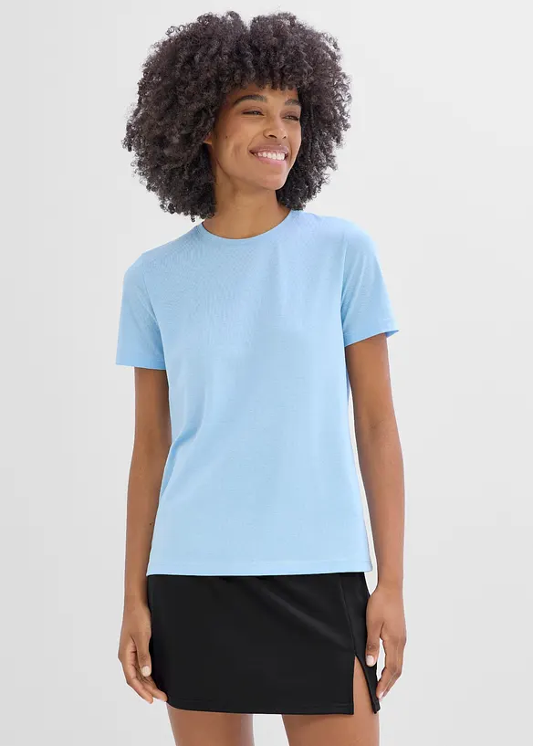 Sport-Shirt mit Baumwolle (2er Pack), schnelltrocknend in schwarz von vorne (im Anschnitt) - bonprix Sport-Shirt mit Baumwolle (2er Pack), schnelltrocknend in schwarz von vorne (im Anschnitt) - bonprix