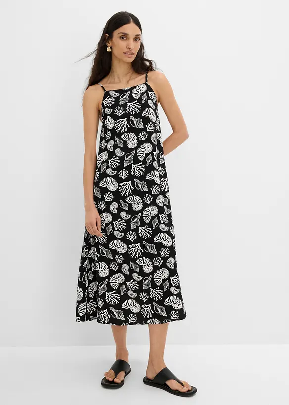 Midikleid in All-Over-Print aus Viskose-Mix in schwarz von vorne (Totalaufnahme) - bonprix Midikleid in All-Over-Print aus Viskose-Mix in schwarz von vorne (Totalaufnahme) - bonprix