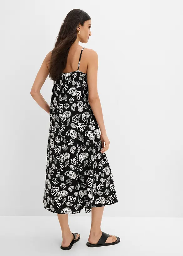 Midikleid in All-Over-Print aus Viskose-Mix in schwarz von hinten (Totalaufnahme) - bonprix Midikleid in All-Over-Print aus Viskose-Mix in schwarz von hinten (Totalaufnahme) - bonprix