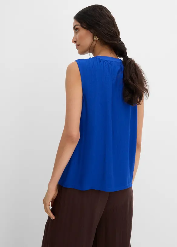 Blusentop mit Stehkragen in blau von hinten (im Anschnitt) - bonprix Blusentop mit Stehkragen in blau von hinten (im Anschnitt) - bonprix