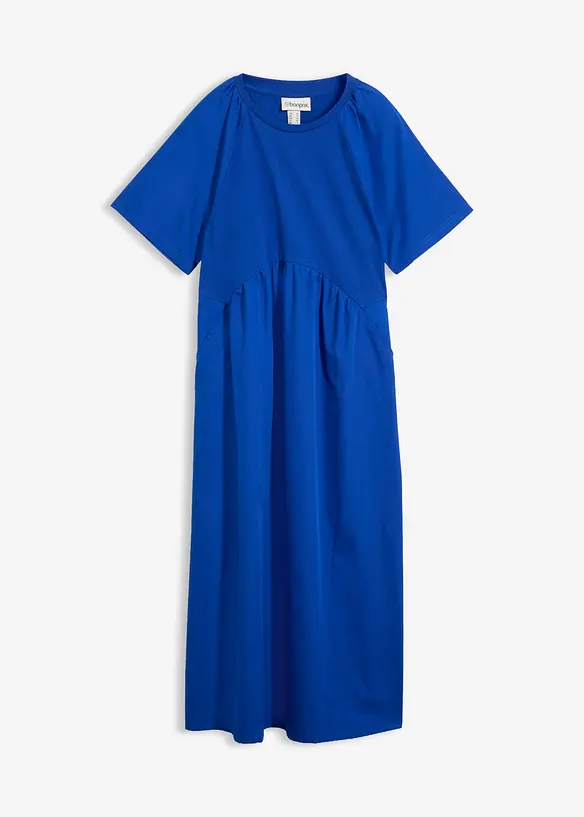 Midikleid mit Warenmix aus reiner Baumwolle in blau von vorne - bonprix Midikleid mit Warenmix aus reiner Baumwolle in blau von vorne - bonprix