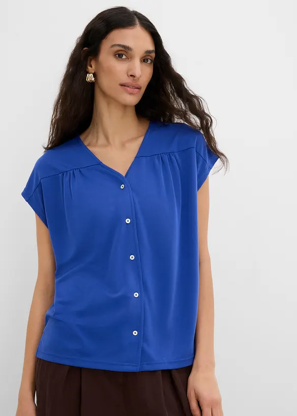 Shirtbluse aus Viskose Piqué in blau von vorne (im Anschnitt) - bonprix Shirtbluse aus Viskose Piqué in blau von vorne (im Anschnitt) - bonprix