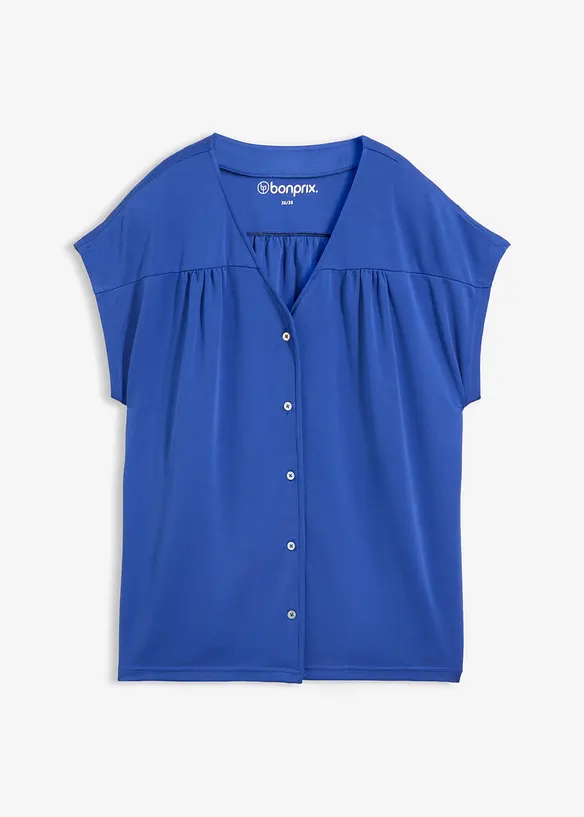 Shirtbluse aus Viskose Piqué in blau von vorne - bonprix Shirtbluse aus Viskose Piqué in blau von vorne - bonprix