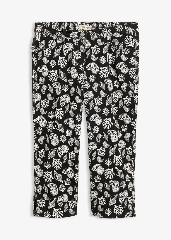 Capri-Hose aus Baumwollstretch in schwarz von vorne - bonprix