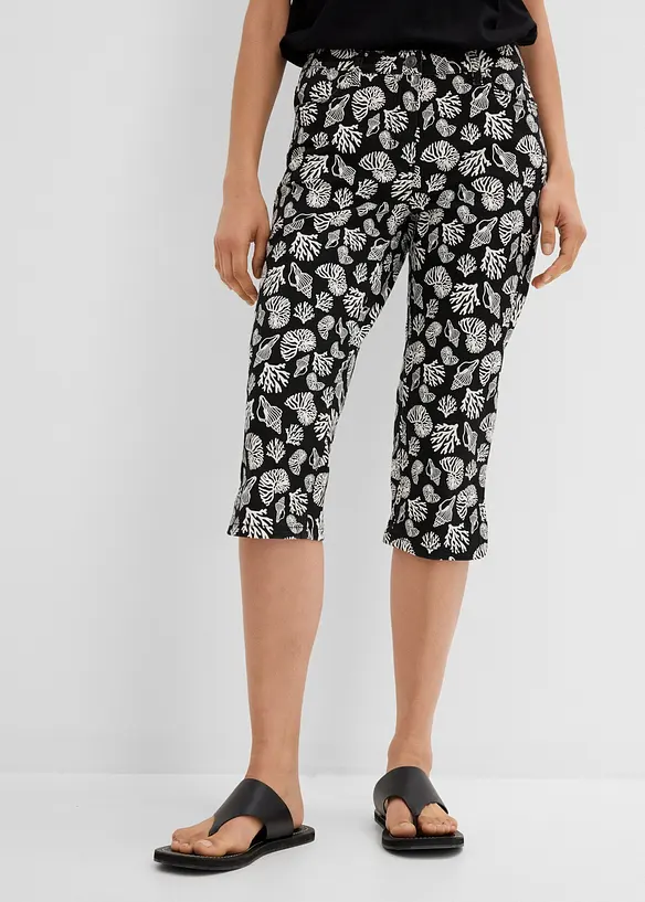 Capri-Hose aus Baumwollstretch in schwarz von vorne - bonprix