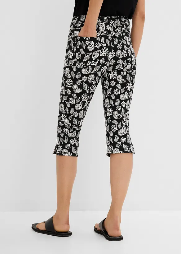 Capri-Hose aus Baumwollstretch in schwarz von hinten - bonprix