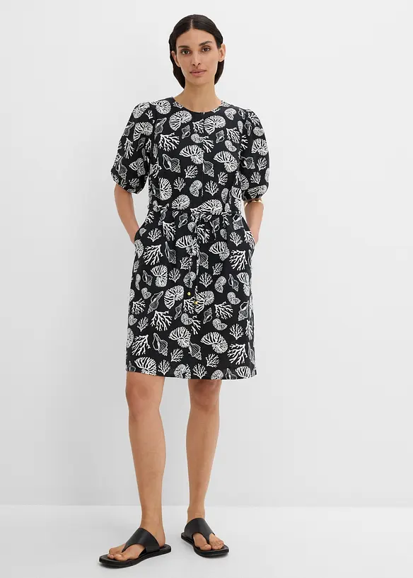 Blusenkleid mit Leinenanteil in schwarz von vorne (Totalaufnahme) - bonprix Blusenkleid mit Leinenanteil in schwarz von vorne (Totalaufnahme) - bonprix