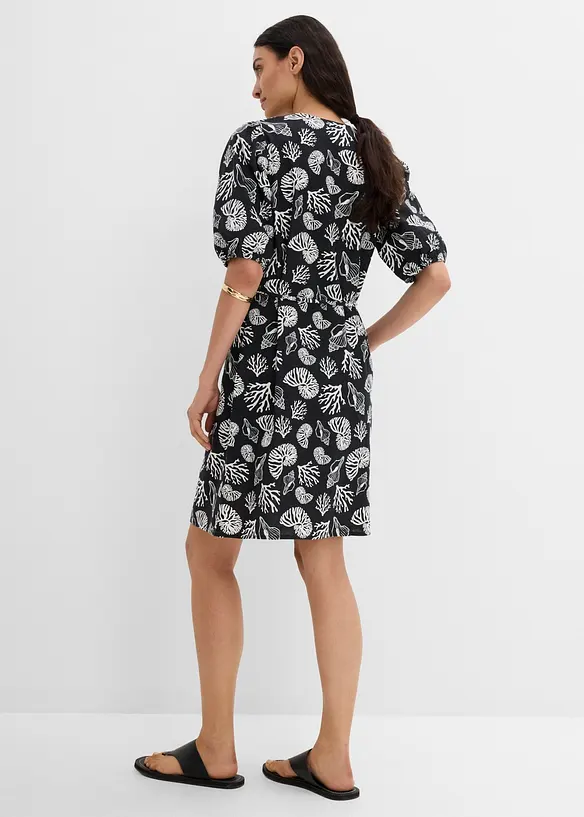 Blusenkleid mit Leinenanteil in schwarz von hinten (Totalaufnahme) - bonprix Blusenkleid mit Leinenanteil in schwarz von hinten (Totalaufnahme) - bonprix