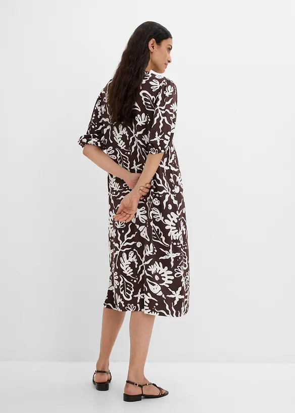 Midikleid aus Viskose-Mix in braun von hinten (Totalaufnahme) - bonprix Midikleid aus Viskose-Mix in braun von hinten (Totalaufnahme) - bonprix