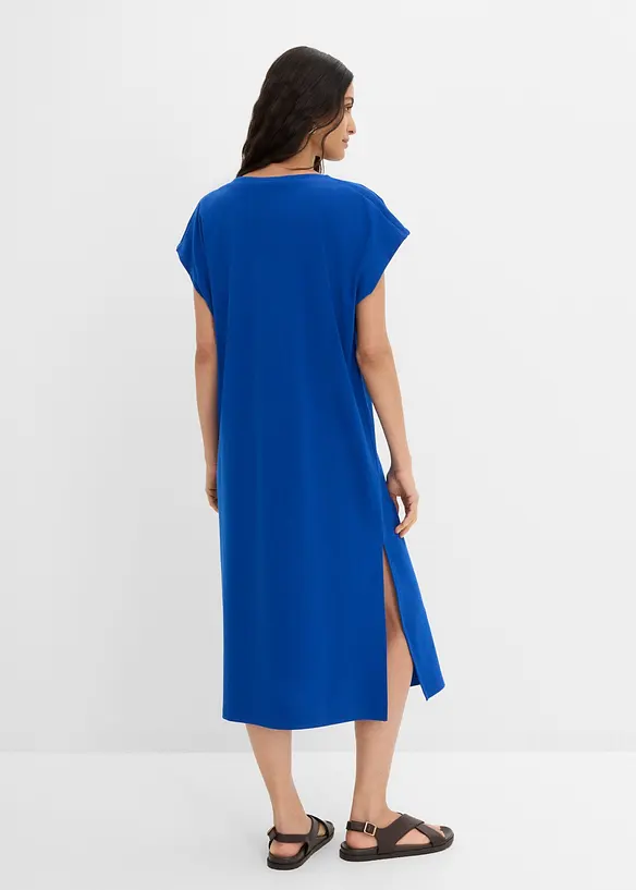 Shirtkleid aus Interlock Bio-Baumwolle in blau von hinten (Totalaufnahme) - bonprix