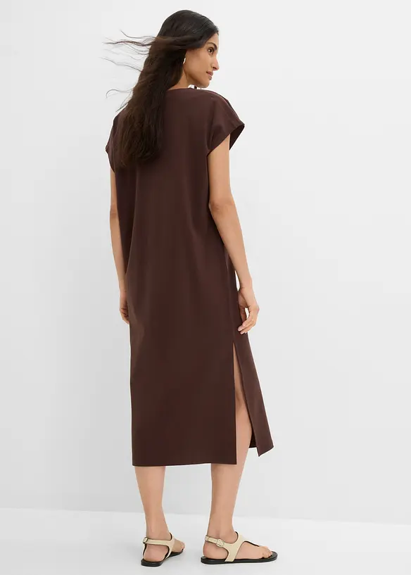 Shirtkleid aus Interlock Bio-Baumwolle in braun von hinten (Totalaufnahme) - bonprix