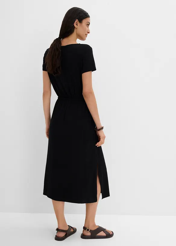 Midikleid in schwarz von hinten (Totalaufnahme) - bonprix