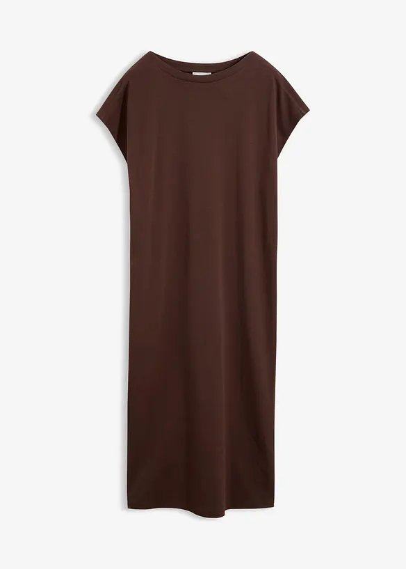 Shirtkleid aus Interlock Bio-Baumwolle in braun von vorne - bonprix