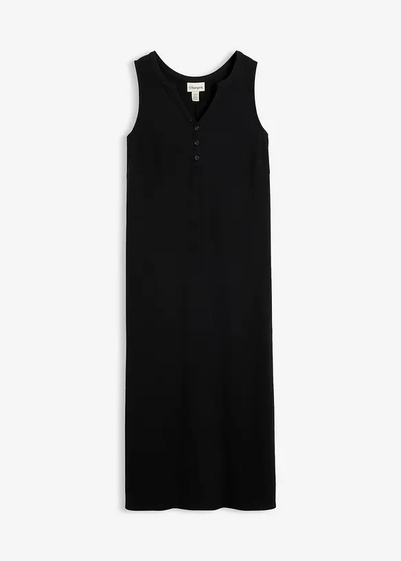 Jerseykleid aus schwerem Viskose-Mix in Ripp-Optik in schwarz von vorne - bonprix