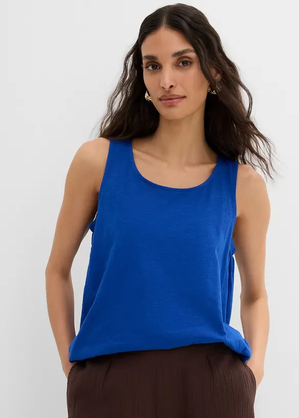 Top aus reiner Bio-Baumwolle in blau von vorne (im Anschnitt) - bonprix Top aus reiner Bio-Baumwolle in blau von vorne (im Anschnitt) - bonprix