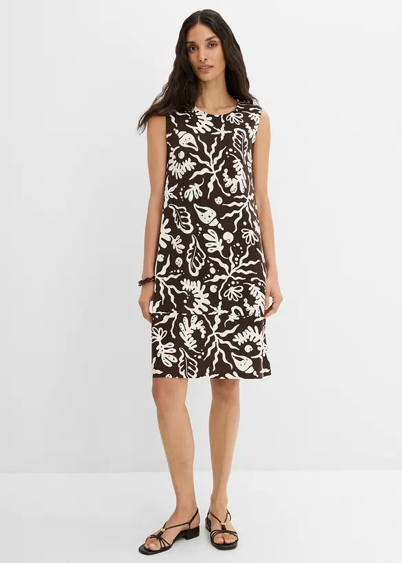 Jerseykleid aus elastischem Viskose-Mix in braun von vorne (Totalaufnahme) - bonprix