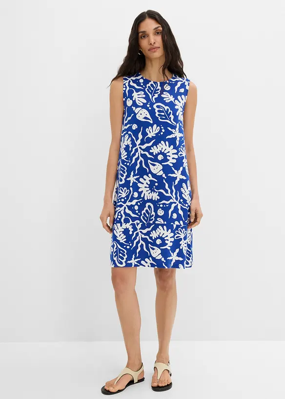 Jerseykleid aus elastischem Viskose-Mix in blau von vorne (Totalaufnahme) - bonprix