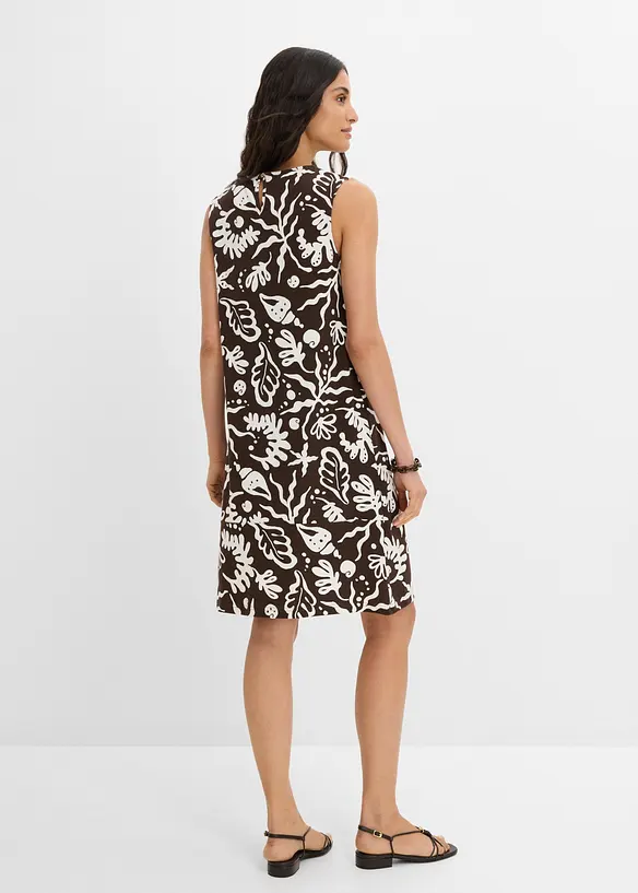 Jerseykleid aus elastischem Viskose-Mix in braun von hinten (Totalaufnahme) - bonprix