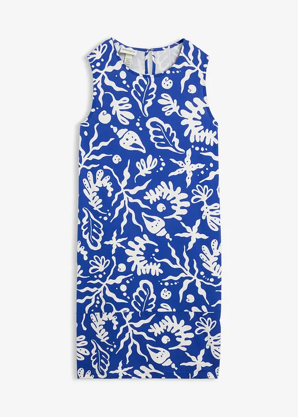 Jerseykleid aus elastischem Viskose-Mix in blau von vorne - bonprix
