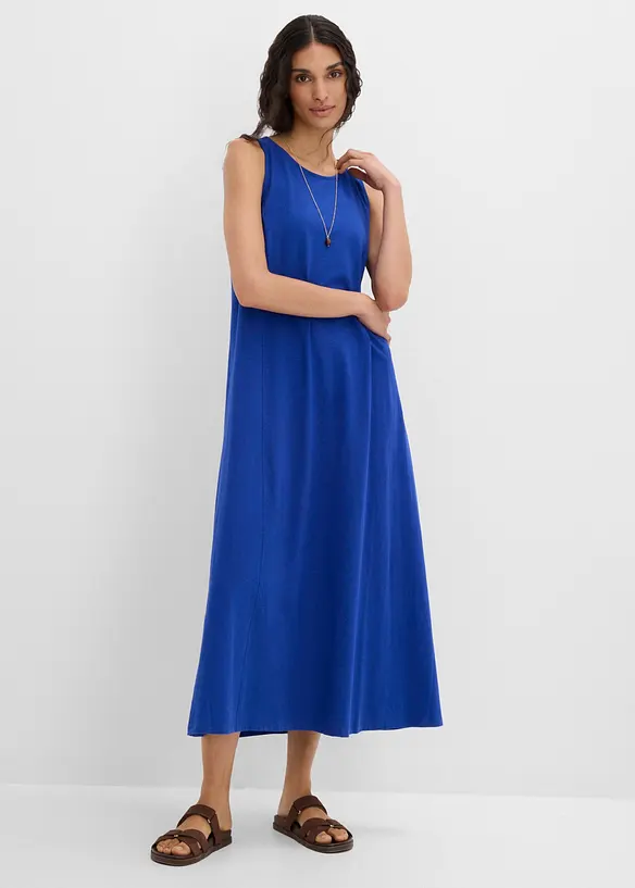 Jerseykleid aus reiner Baumwolle in blau von vorne (Totalaufnahme) - bonprix