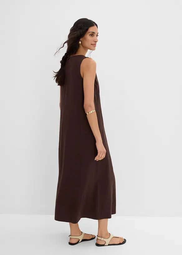 Jerseykleid aus reiner Baumwolle in braun von hinten (Totalaufnahme) - bonprix