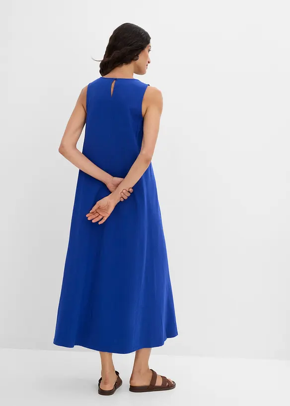Jerseykleid aus reiner Baumwolle in blau von hinten (Totalaufnahme) - bonprix