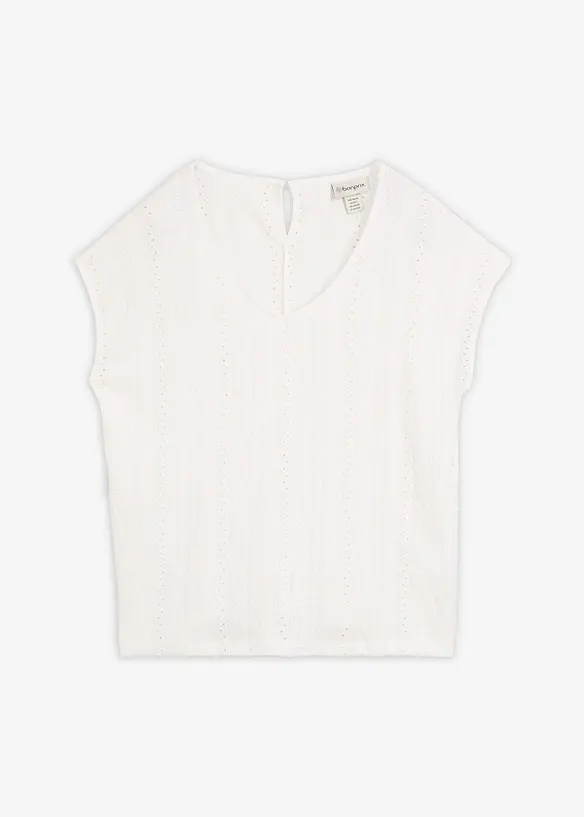 Shirtbluse mit Lochmuster in weiß von vorne - bonprix