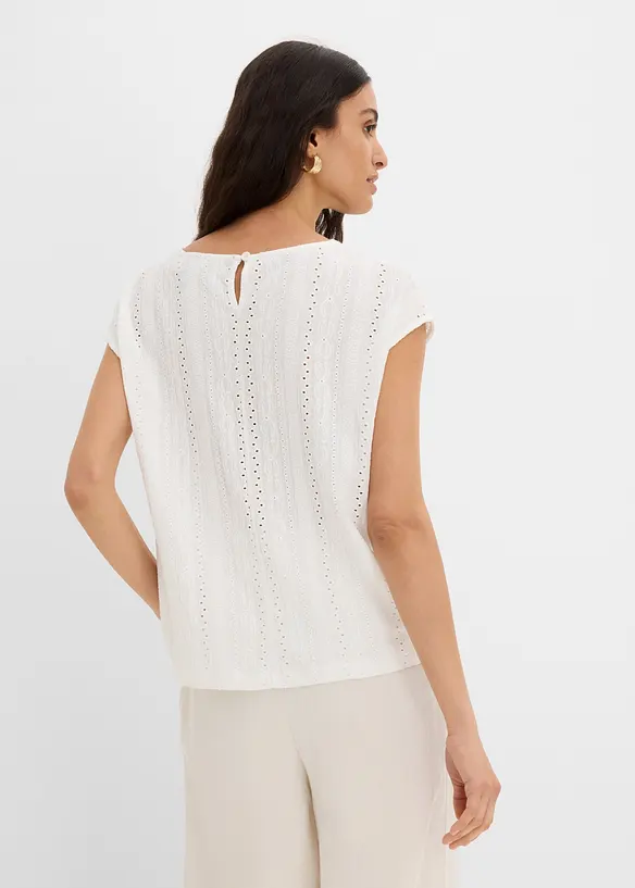 Shirtbluse mit Lochmuster in weiß von hinten (im Anschnitt) - bonprix