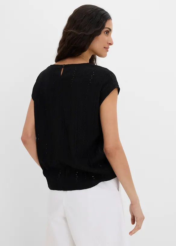 Shirtbluse mit Lochmuster in schwarz von hinten (im Anschnitt) - bonprix
