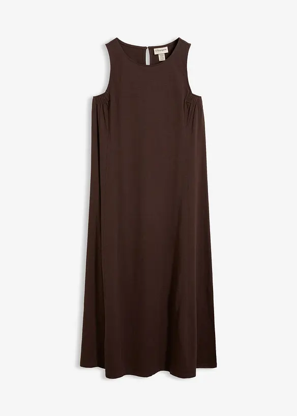 Jerseykleid aus reiner Baumwolle in braun von vorne - bonprix