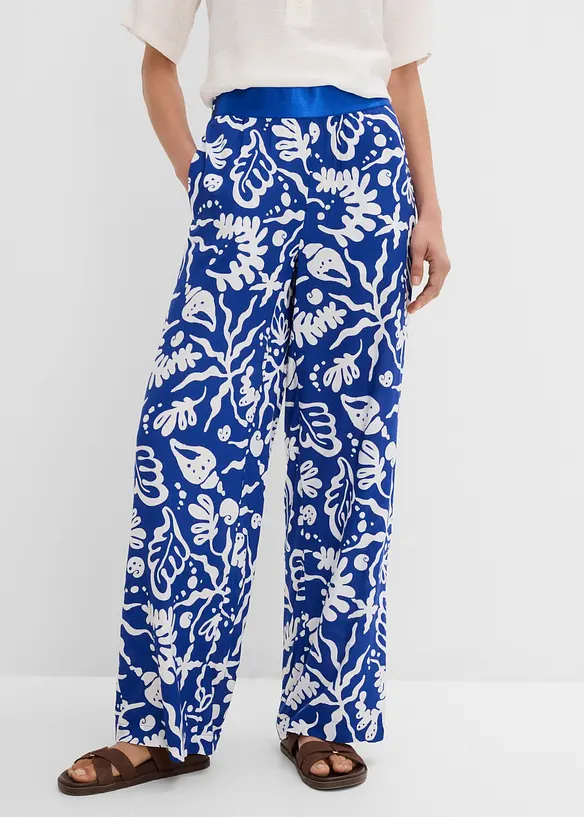 Marlenehose aus softer Viskose in blau von vorne - bonprix