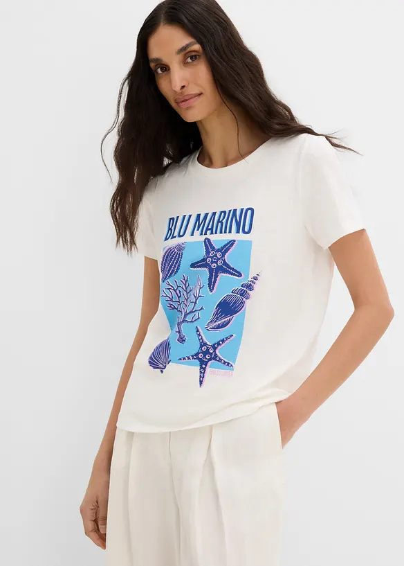 T-Shirt aus reiner Bio-Baumwolle in weiß von vorne (im Anschnitt) - bonprix T-Shirt aus reiner Bio-Baumwolle in weiß von vorne (im Anschnitt) - bonprix