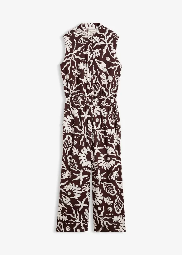 Jumpsuit aus softer Viskose in braun von vorne - bonprix