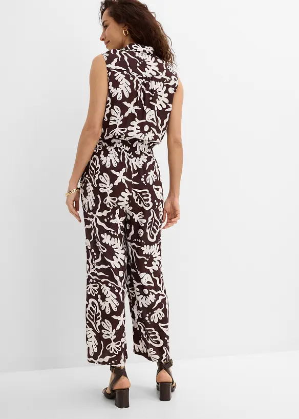 Jumpsuit aus softer Viskose in braun von hinten (Totalaufnahme) - bonprix