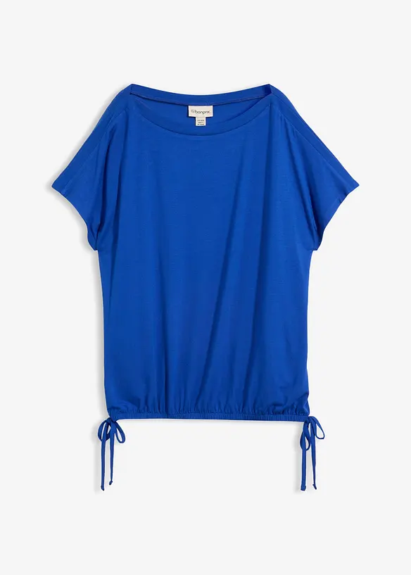 T-Shirt mit fließender Viskose in blau von vorne - bonprix
