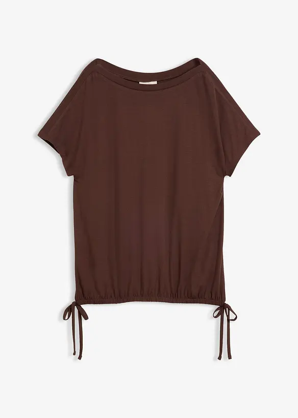 T-Shirt mit fließender Viskose in braun von vorne - bonprix