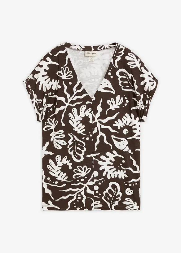T-Shirt aus reiner Bio-Baumwolle in braun von vorne - bonprix
